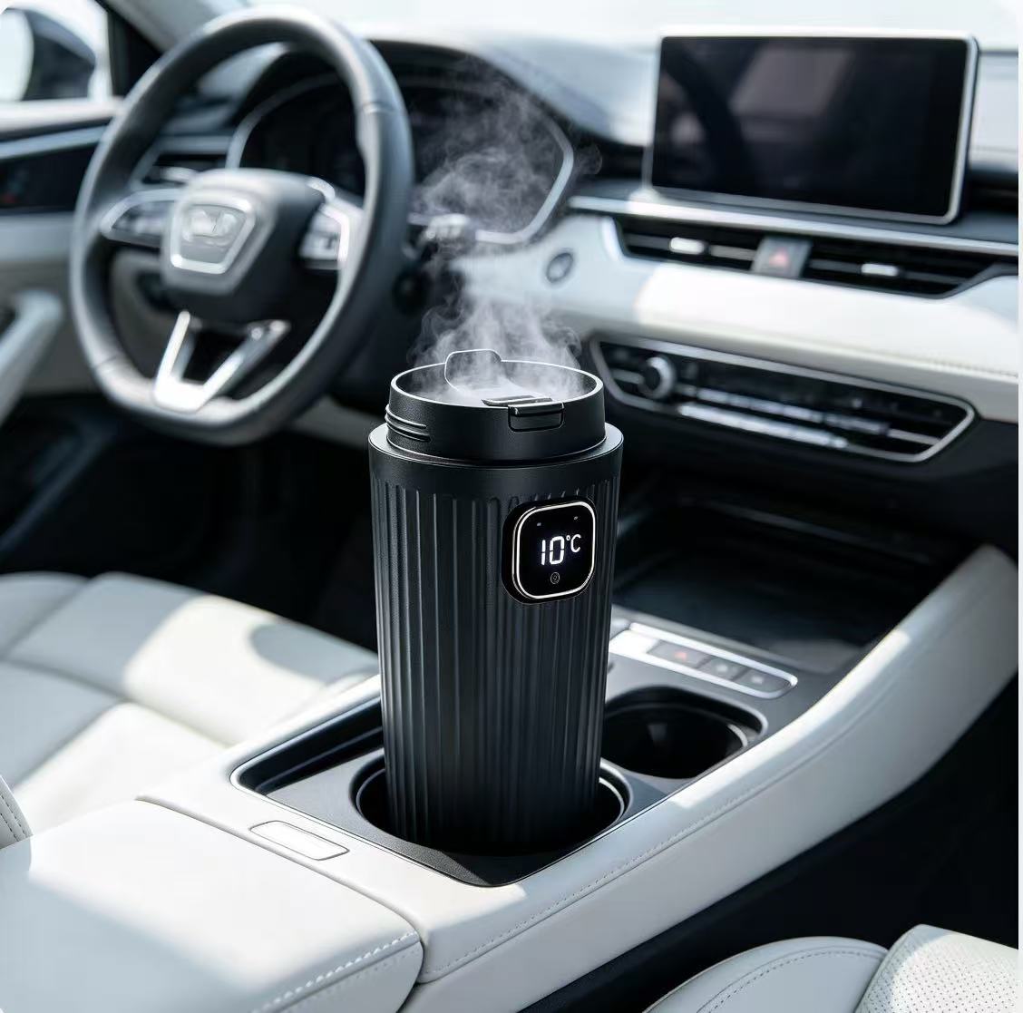 Car Air Freshener - Draagbare auto-luchtbevochtiger met digitale ultrasone nevelmaker,