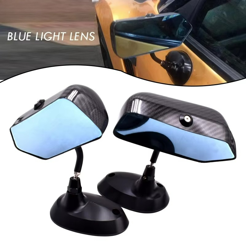 Car Mirror - Droge carbon fiber spiegel met blauw